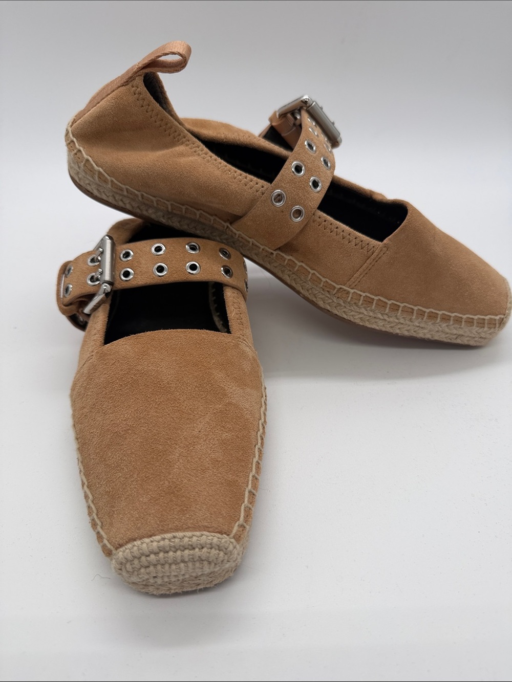 rag‎ & bone Tan Suede Mary Jane Espadrille with Buckle Strap NWOT